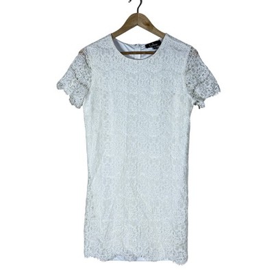Lulus Mini Graduation Dress Floral Lace Shift White Bridal Elegant Size M |  eBay