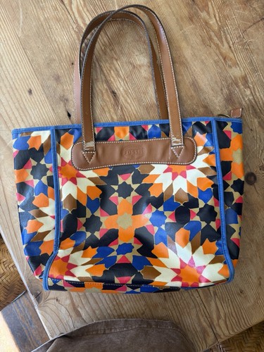 Fossil Key-Per Sunburst Canvas Tote - Retired Pattern, Key-Per Collection
