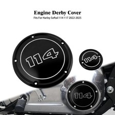 Schwarz Derby Abdeckungen Für Harley  Softail 114 117 Low Rider Fat Boy 2022-25