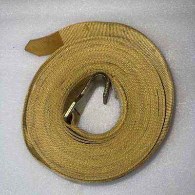 Ancra Heavy Duty Cargo Tie Down Strap w/ Hook   Yellow Nylon Webbing   USA Made