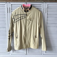 Jamie Sadock Golf Jacket Zip Up Beige / Black Sz Medium Athleisure Dressy