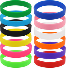 12 Pack Silicone Wrist Bands, Assorted Color Rubber Bracelet Kit for Sports, Gam