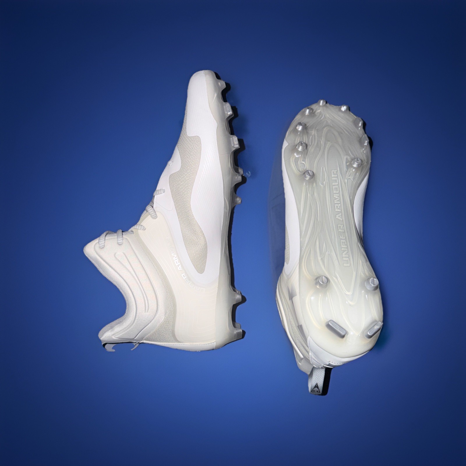 Under Armour Command MC Mid Lacrosse Cleats 3025639-100 White Grey Mens Size 15 thumbnail 4