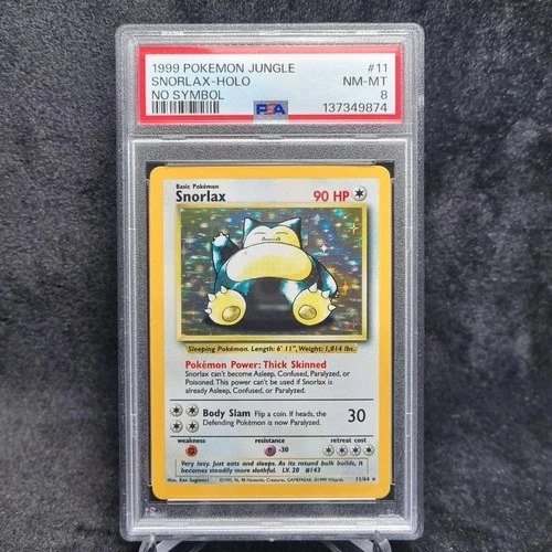 Pokémon Snorlax PSA 8 No Symbol Jungle Holo English TCG 1999 #11