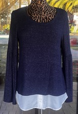 Vera Wang Long Flair Sleeve Layered Look Tunic Shirt Sz M