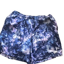 Nike Men&rsquo;s XL Floral Swim Shorts Blue Purple White Elastic Waist Mesh Lined