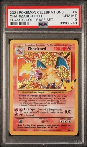 PSA 10 GEM MINT 2021 POKÉMON CELEBRATIONS CLASSIC CHARIZARD HOLO 4/102 🔥🔥