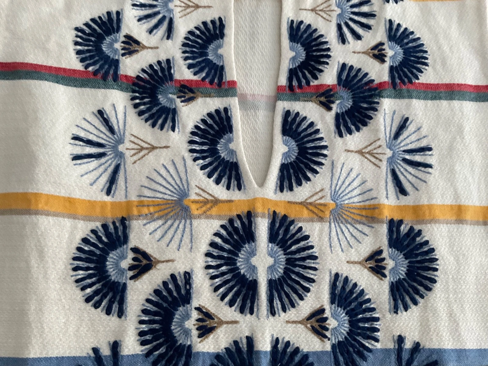 Tunica smanicata Tory Burch Avery misto lino ricamata avorio 10 nuova senza etichette