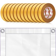 12 Rolls Heavy Duty Banner Hem Tape 1" x 90 ft Double Sided clear, yellow