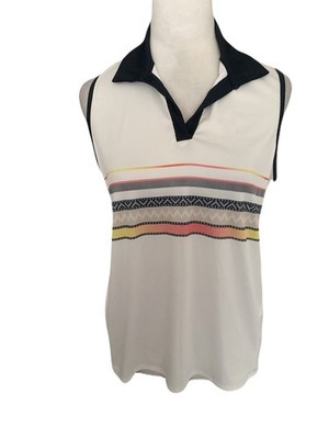 NWT Lucky In Love Medium White Multicolor Striped Sleeveless Valortex Tank