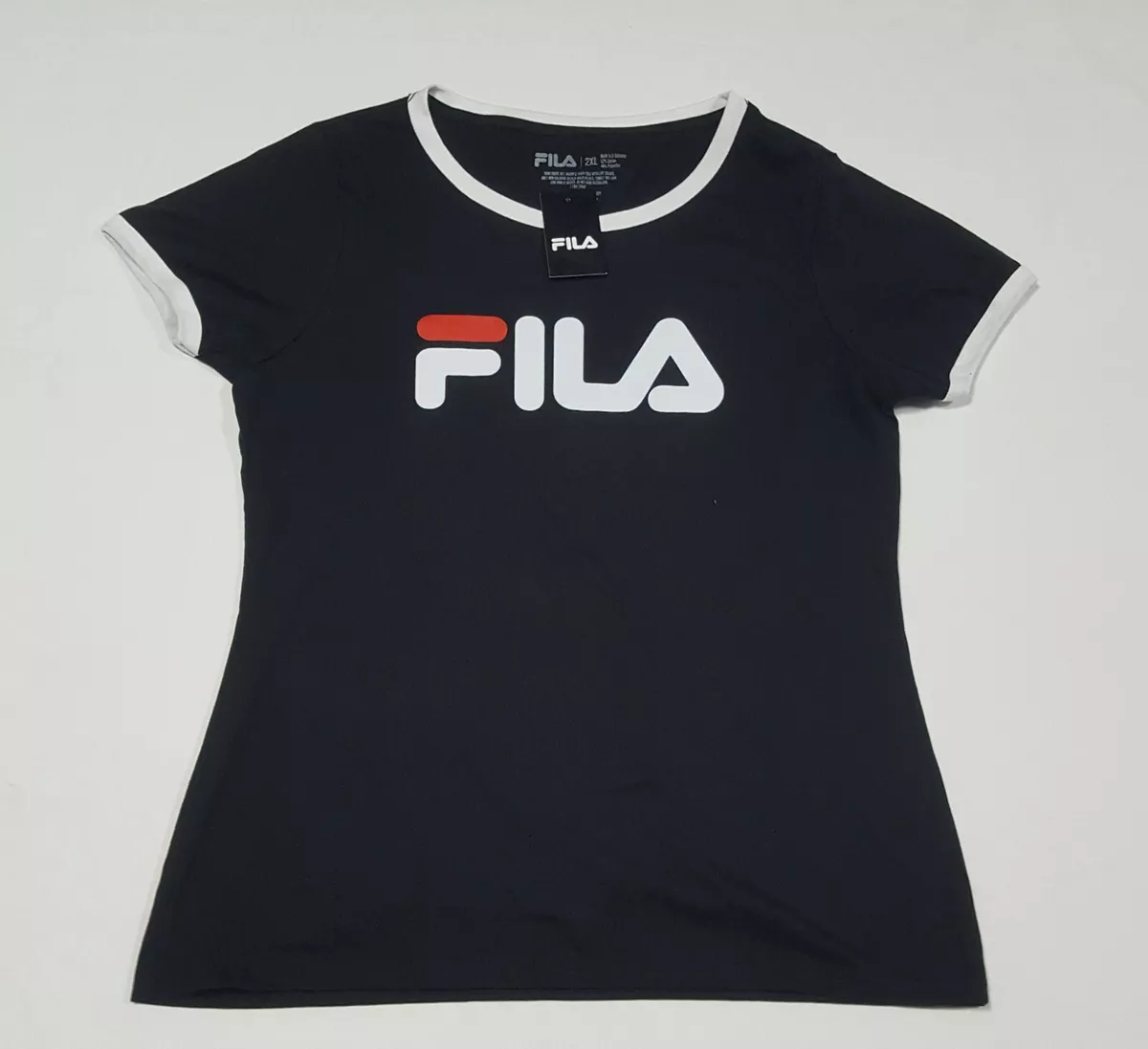 FILA Women s Sport shirt Casual Fashion Black white cotton blend