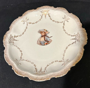 CRESCENT 'K' CHINA 10 1/2" VICTORIAN LADY SCALLOPED DISH- Low Production Number