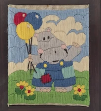 Creative Circle #1418 Harry Hippo Long Stitch Embroidery Kit 10.5" x 12.5" Frame