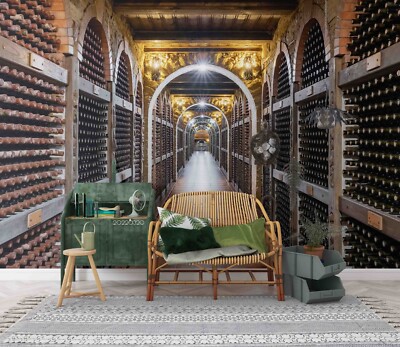 3D Wine Cellar Arch Indoor Wallpaper Wall Murals Removable Wallpaper