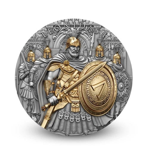 Leonidas  2 oz High Relief .999 Silver Coin - 5 Dollars Niue 2025 year