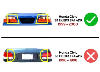 Clear White Rear Tail Light Lamp For Honda Civic 4Door Sedan EJ