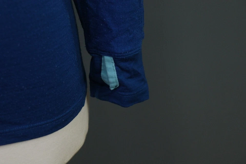 Icebreaker Azul Ligero 1/4 Cremallera Capucha Lana Merino Capa Base Superior Foto 3 de 4