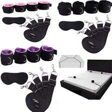 2025 Bed Restraint BDSM Mattress Bondage Wrist Ankle Strap Handcuff Blindfold US