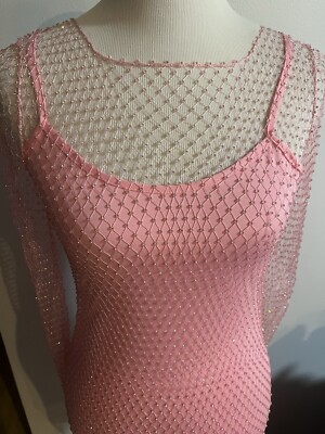 NWT Endless Rose Women s Small Dress Maxi Embellished Overlay Fairy  Pink Gown