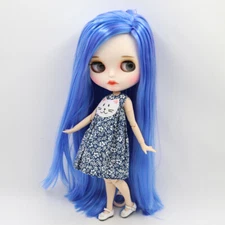 12" Blythe doll Nude blue mixed hai rmakeup Carved lips dudu mouth Joint body