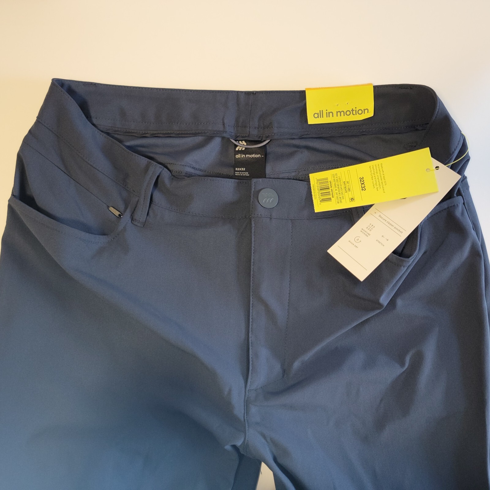 Mens Golf Pants 32x32 Navy Straight Leg Casual Fit Lightweight All in