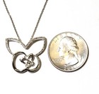 925 Sterling Silver .10ct diamond Double Butterfly pendant necklace 5.9g 18" — photo 3