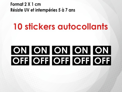 10 stickers autocollant (2 X1 CM) ON OFF sur fond noir (M038) | eBay