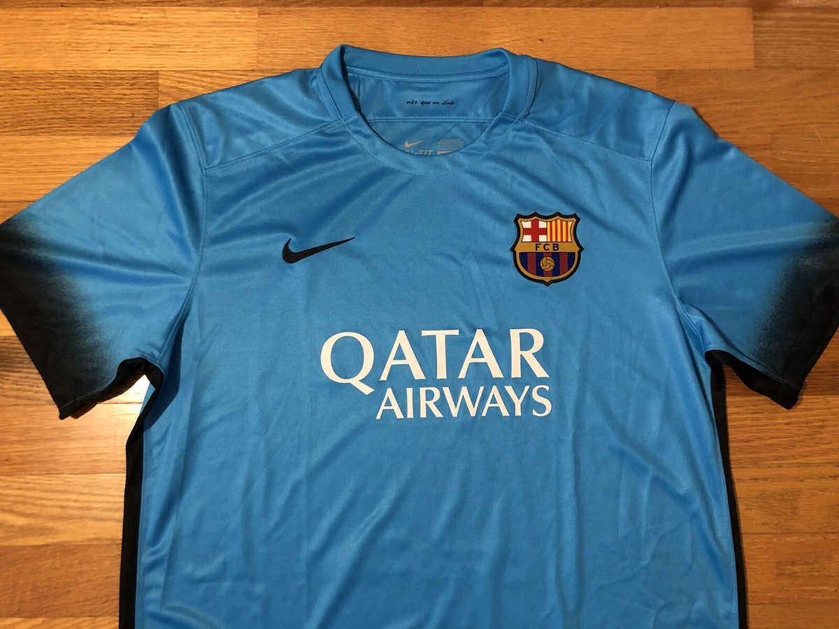 New XL Nike FC Barcelona 2015 3rd Kit Blue Soccer Jersey