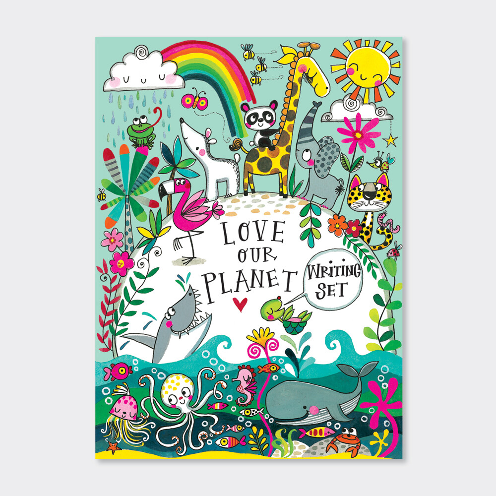 Love Our Planet Children's Writing Set – Colorful Flowers and Animal Stickers