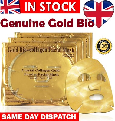 24K Gold Bio Kollagen Gesichtsmaske Falten müde Krähenfüße geschwollene Augen Behandlung X3