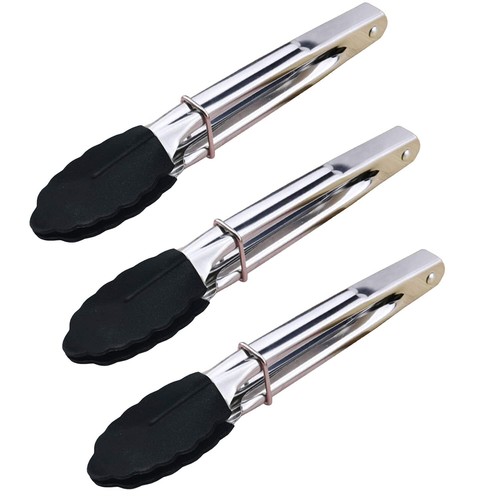 Premium Kitchen Tongs Silicone Tip,Mini Metal Cooking Tongs 7 Inch Serving Tongs