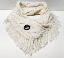 White Cream Fringe Soft Fluffy Infinity Scarf Womens Boho Hipster Hippie Warm