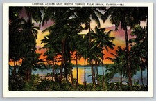 Vintage Postcard FL Palm Beach Lake Worth Sunset ~13502