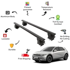 Bare Roof Rack Cross Bars Set for HYUNDAI Ioniq 5 5 Door 21-Up Black
