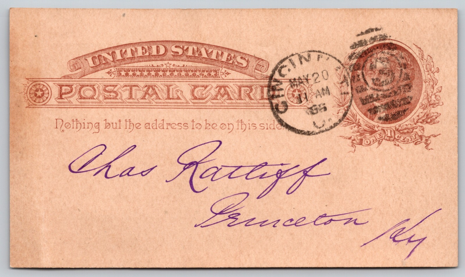 Tarjeta postal Gainsford Carriage Co Cincinnati OH recibo de pago 1886