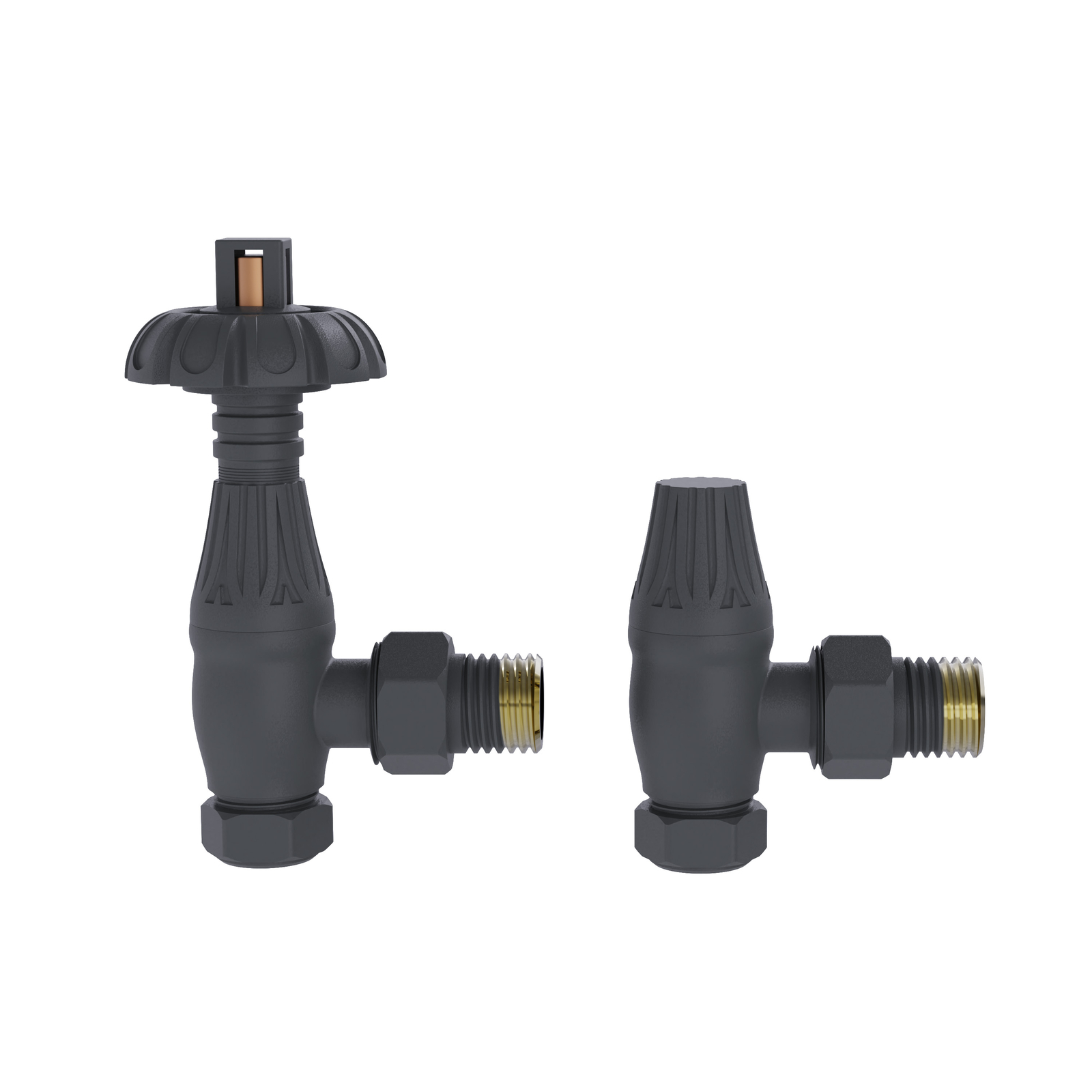 Traditional Thermostatic TRV Antique Design Angled Radiator Valves Anthracite UK