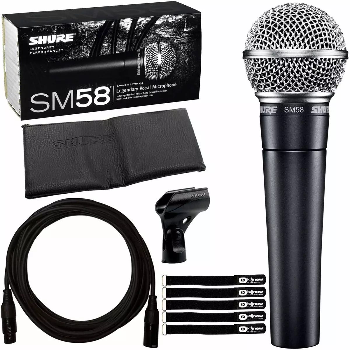 Shure SM58 Multipurpose DJ Event Vocal Performance Dynamic Microphone Cable  Pack