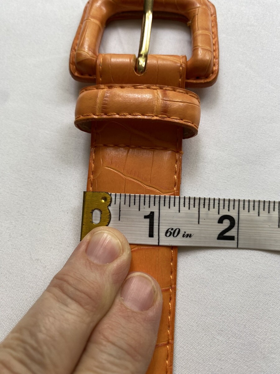 Y2K Esprit Orange Croc-Embossed leather Belt size M fun bright colorful Y2K Esprit Orange Croc-Embossed leather Belt size M fun  main image 4