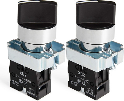 2 Pack 22mm Selector Switch 2 Position Maintained 1NO Panel Control Switch