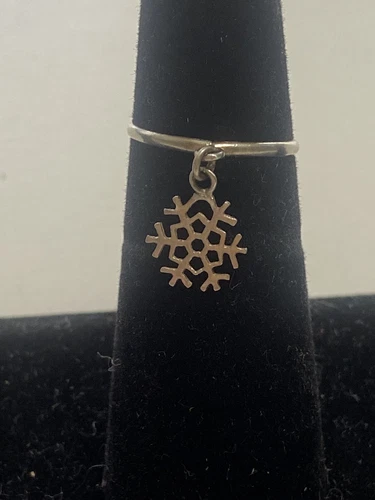 VINTAGE 925 SNOWFLAKE DANGLE RING STERLING SILVER SZ 5 #602