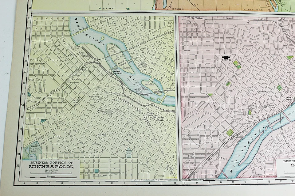 MINNEAPOLIS ST PAUL MINNESOTA City Map Rand McNally 1901 Business Large Folio - Image 2 of 4