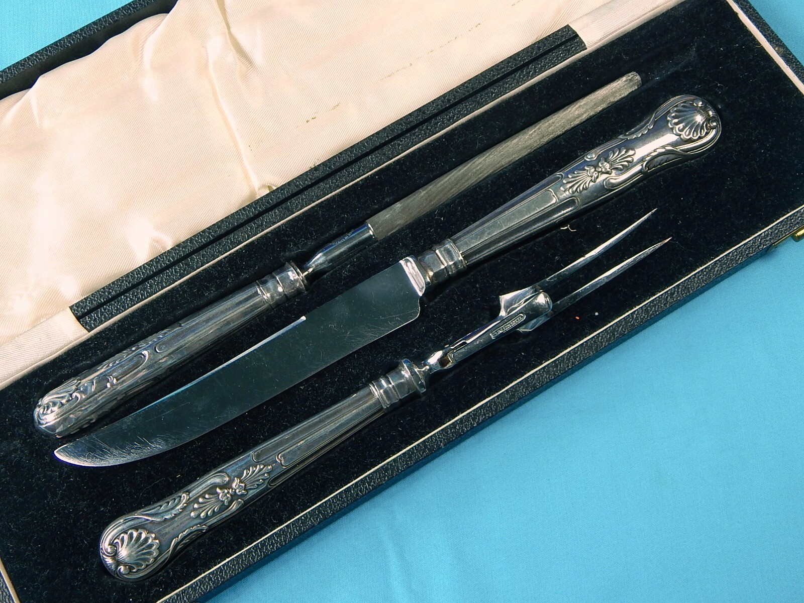 JOHN BIGGIN Sheffield English British Silver Knife Fork Sharpener