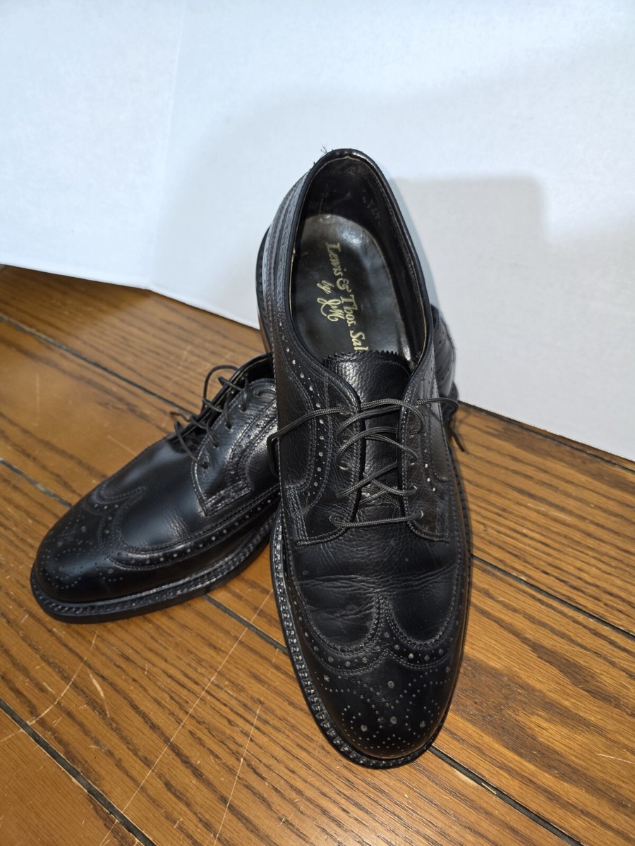Vintage Lewis & Thos Saltz J&M Black Wingtips Leather Men  display picture 3