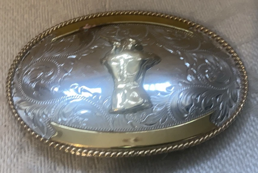 Montana Silversmiths Buckle German Silver  Gunsman Gold Banners Buckle Hunting - Image 2 of 4