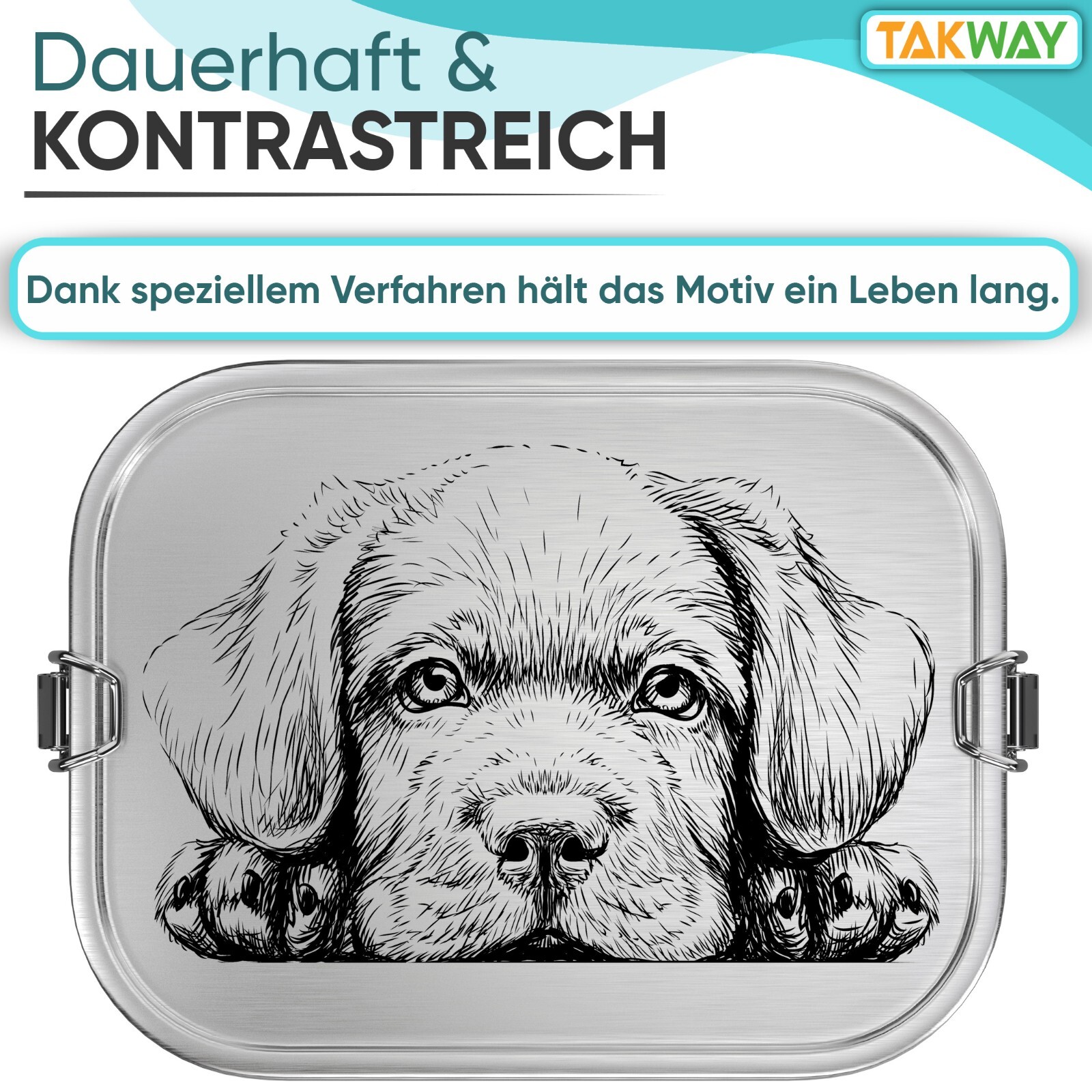 TAKWAY Edelstahl Brotdose mit Fächern 800ml | auslaufsichere Lunch Box mit Motiv