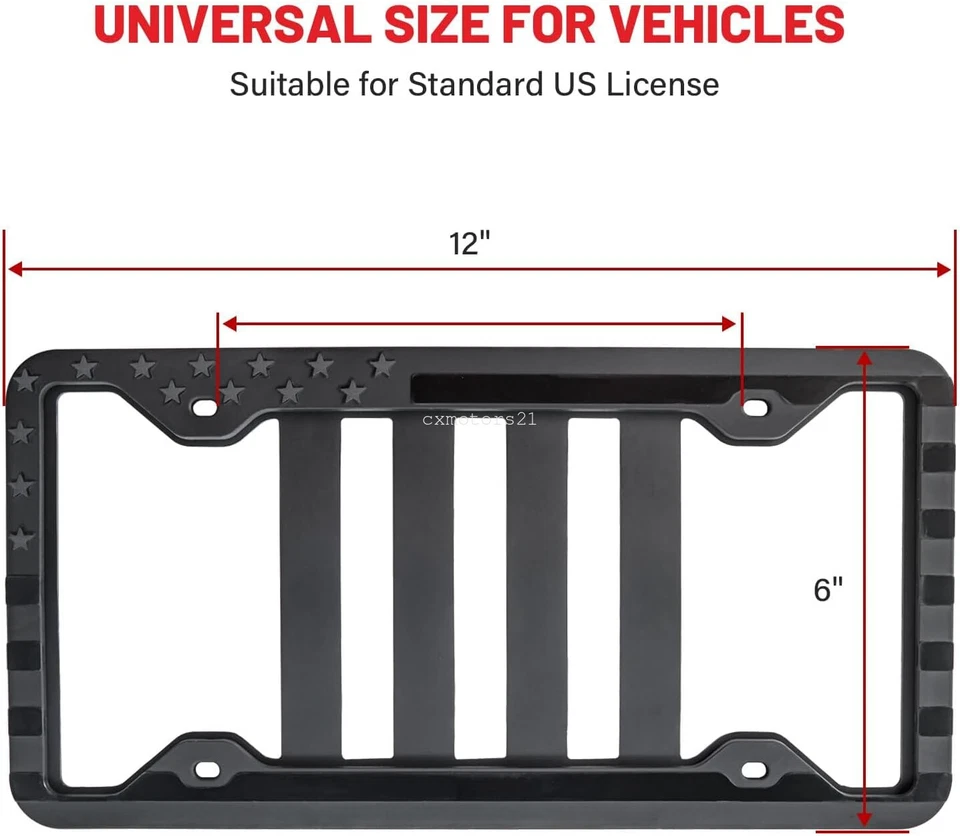 2x Front Rear License Plate Frame US Flag Tag Holder for Honda Civic Accord CR-V - Imagem 4 de 4