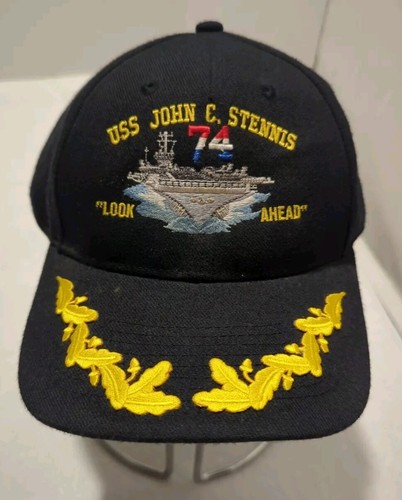 USS John C. Stennis 74 "Look Ahead" Embroidered ~Black & Gold Adjustable  ~ Used