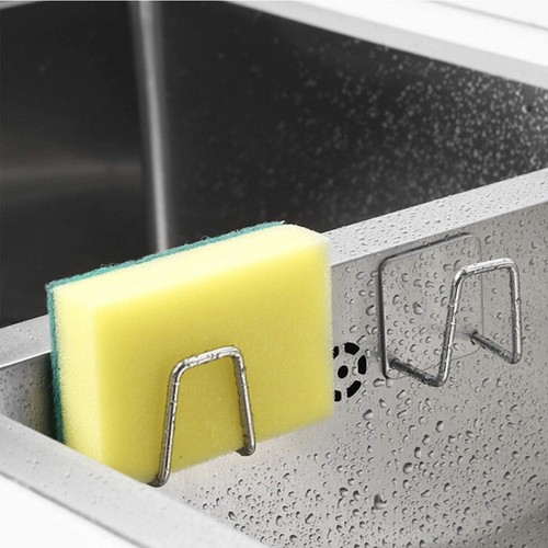 2 Pcs Adhesive Sponge Holder Sink Caddy for Kitchen Sink Stainless Steel - Picture 10 of 18