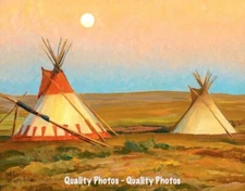 Evening at Blackfeet Reservation 8.5x11" Photo Print Maynard Dixon Tepees Moon