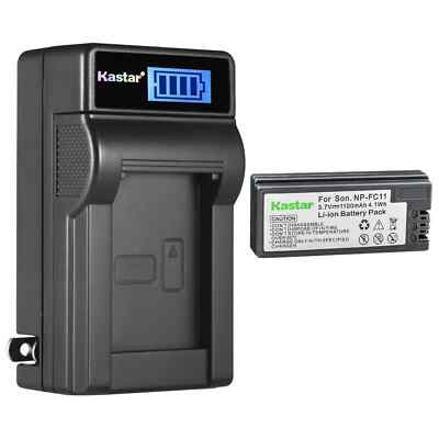 LCD Wall Charger & 1 battery for Sony NP-FC11 DSC-P12 DSC-F77 DSC-V1
